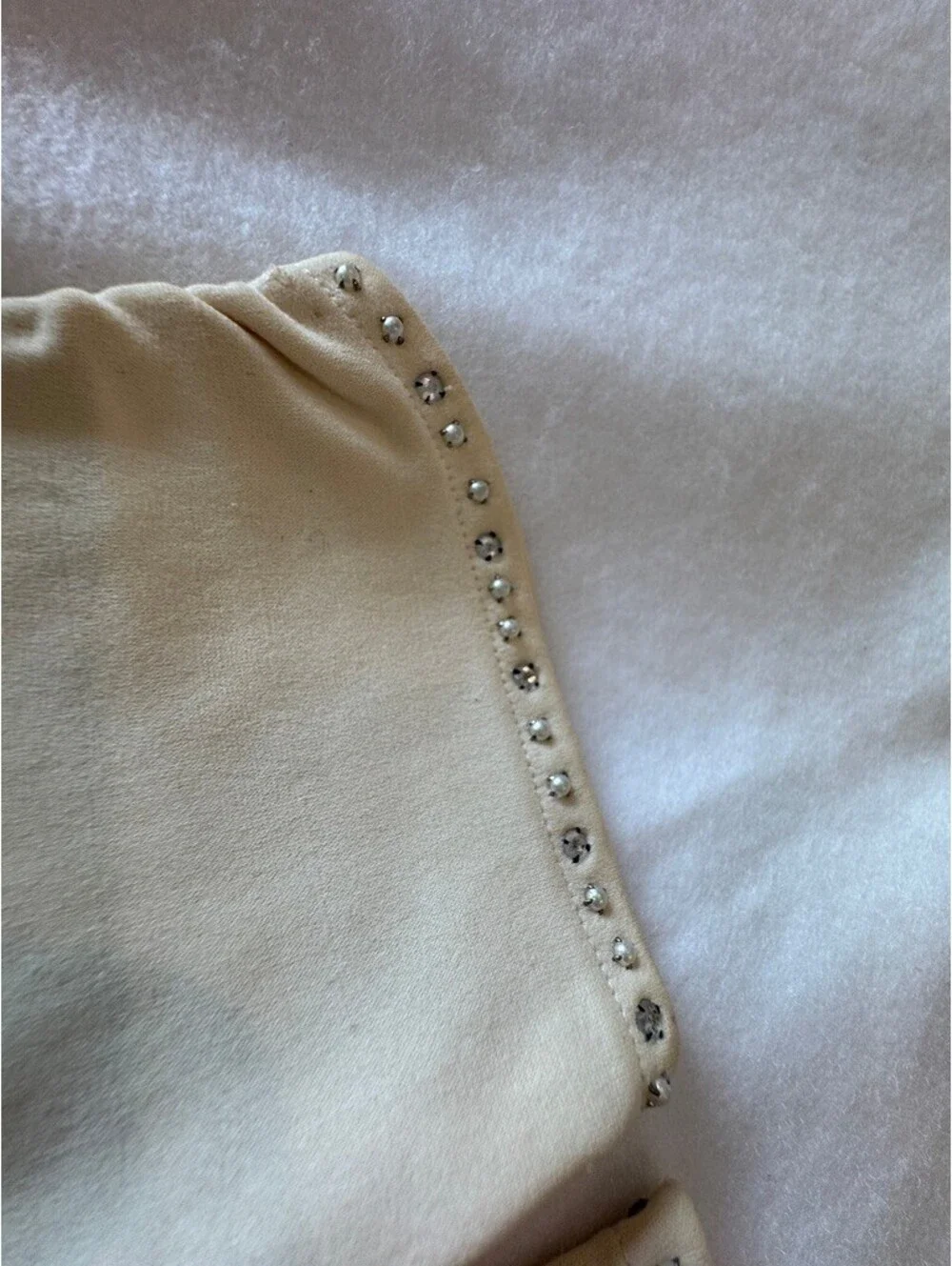 Vintage Ivory Nylon Gloves with Rhinestone and Lace Trim Group of 3